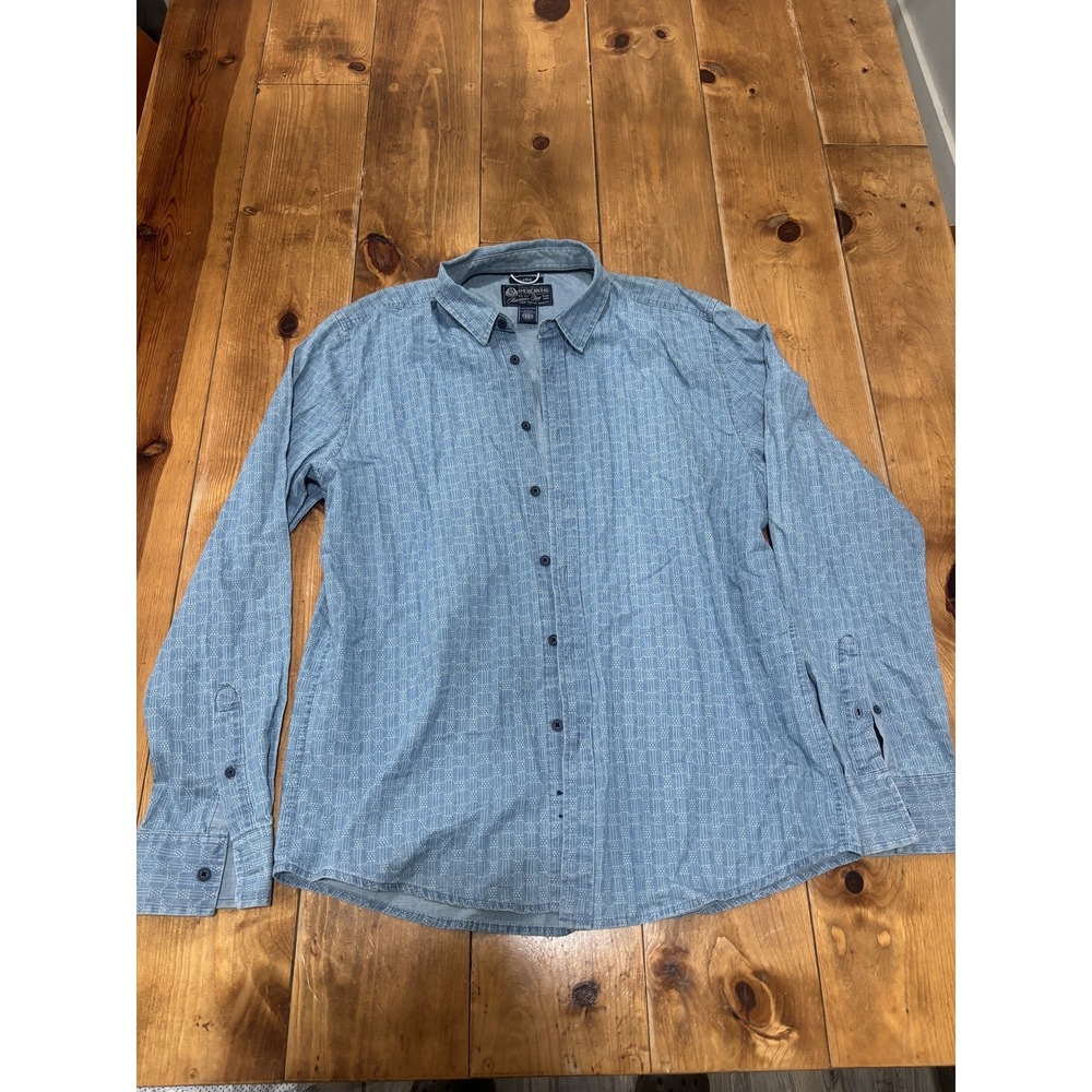 American Rag Men's Blue Patterned Long Sleeve Casual‎ Button-Down Shirt Size